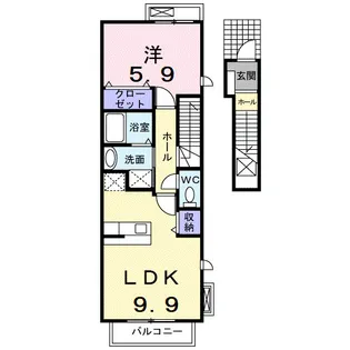 ラウンド・ロックA【2階】の間取り