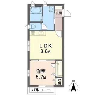 1LDKの間取り画像