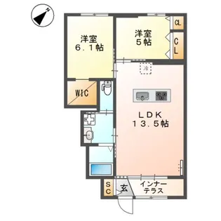 グランディール A【1階】の間取り