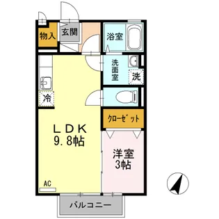 パーチュ オーラ A棟【2階】の間取り