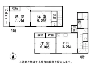 岡山県総社市中原【テラスハウス】の間取り