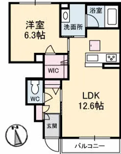 モデスティ木太【1階】の間取り