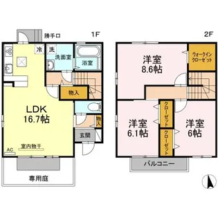 香川県高松市太田下町【テラスハウス】の間取り