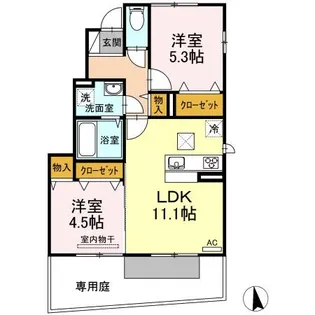 サンロード仏生山 A棟【1階】の間取り