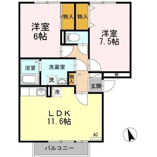 グレイスフルY A棟【301号室】の間取り