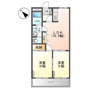コンフォース亀山Ⅱ【2階】の間取り