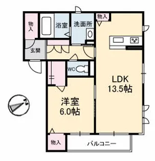 1LDKの間取り画像