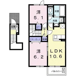2LDKの間取り画像