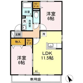 ロイヤルガーデンミルフィー F棟【1階】の間取り