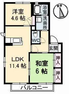 ウッディコート成美 B棟【102号室】の間取り