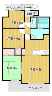 クリーンピア倉敷老松【6階】の間取り