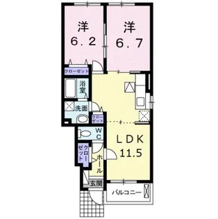 ヒーリング B【1階】の間取り