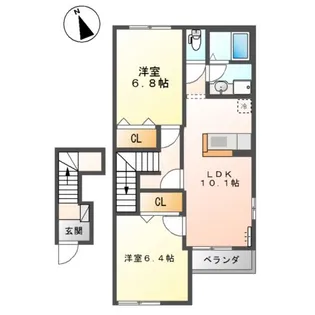 ディアたちばな【2階】の間取り