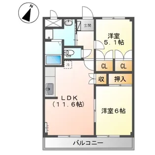 サンフィット橘【2階】の間取り