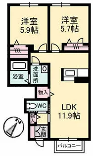 ガーデンズ多治米 B棟【1階】の間取り