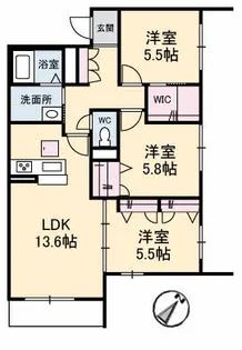 シャーメゾン宇多津 B棟【101号室】の間取り