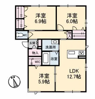 グランマスト ベレオ林町 A棟【201号室】の間取り