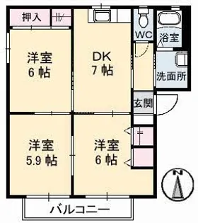 グランコート浅野 C棟【2階】の間取り
