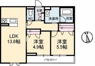 ベレオ三条?【302号室】の間取り