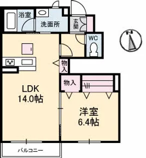 リーブル橘【1階】の間取り