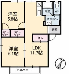 グレースフジ B棟【2階】の間取り