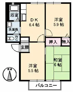 メゾン・アムール C棟【2階】の間取り