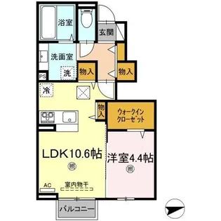 ユニヴェールⅡ C棟【105号室】の間取り
