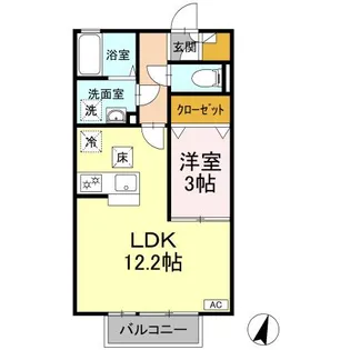 ヴェルデ津森【102号室】の間取り
