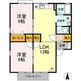 レジデンス一本松 C棟【C201号室】の間取り
