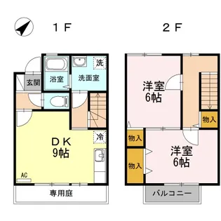 岡山県倉敷市福田町古新田【テラスハウス】の間取り