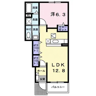 ソルレヴェンテB【1階】の間取り