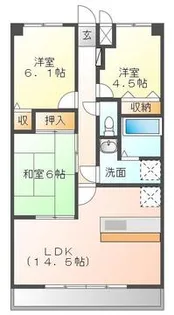 グランドール沖野上【705号室】の間取り