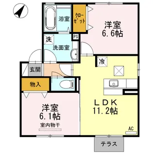 ルミエール クリハラ E【1階】の間取り