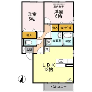 ソレイユ千田A棟【2階】の間取り