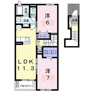 ヘリオス木太Ⅰ【2階】の間取り