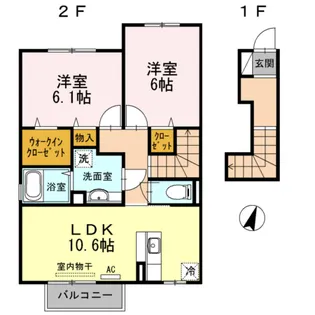 ルーラル タウン B棟【202号室】の間取り