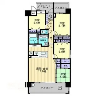 ポレスターブロードシティ倉敷弐番館【12階】の間取り