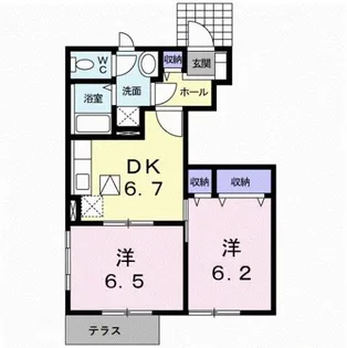 シャイニング ローズB棟【1階】の間取り