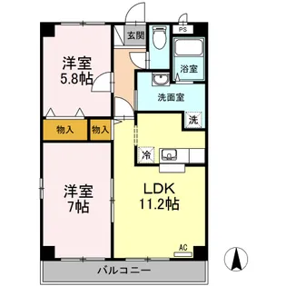 ウィルコート・伏石 C棟【3階】の間取り