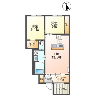 クラポティ新涯【1階】の間取り