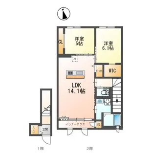 クラポティ新涯【2階】の間取り