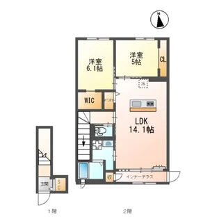 クラポティ新涯【2階】の間取り