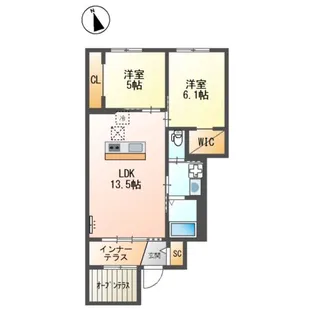 クラポティ新涯【1階】の間取り
