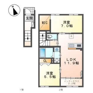 ハレカピリナ新涯【2階】の間取り