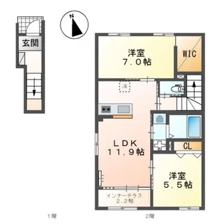 ハレカピリナ新涯【2階】の間取り