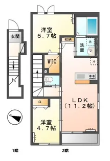 プレステージ 庭瀬【2階】の間取り