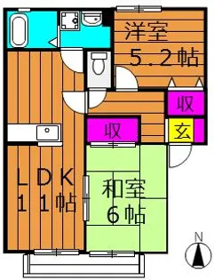 ピアチェーレ金光【B102号室号室】の間取り