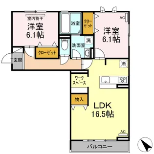 ローズ多治米【3階】の間取り