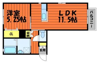 ハピネス中畝 A棟【103号室】の間取り