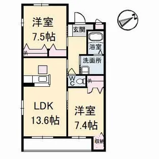 グランマスト多治米 B棟【1階】の間取り